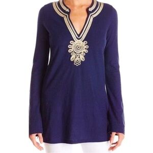 Lilly Pulitzer | Navy Blue Embellished Tunic | sz L | Very Good Condition
